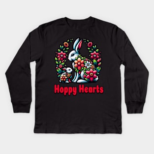 Hoppy Easter Mom Floral Kids Long Sleeve T-Shirt